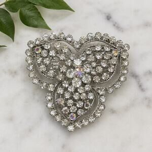Pugster Large Clear Rhinestone Brooch Pin Sparkly Statement Jewelry NIP